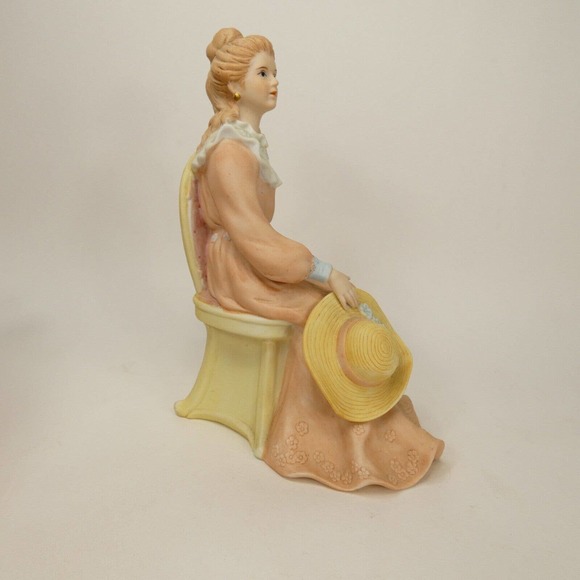 Homco # 1439 Courtney's Dream Porcelain Bisque Lady in Chair Figurine 6.5" SEJ&5 - Picture 5 of 16
